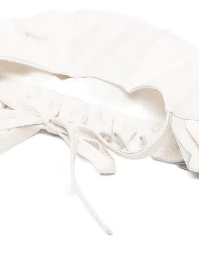 La Stupenderia Ruffled Hat In White