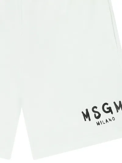 Msgm Drawstring Pocket Shorts In White