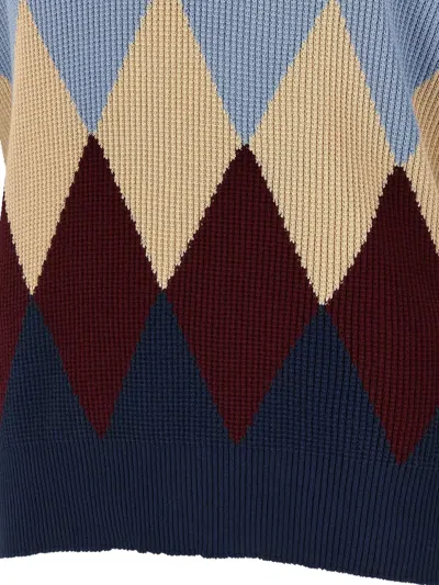 Ballantyne Blue Argyle Pattern Sweater In Black
