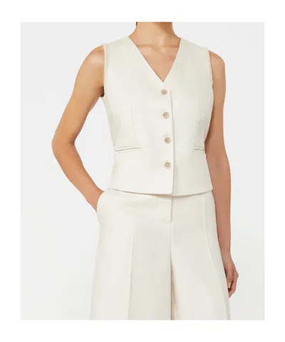 Max Mara Beige Linen And Cable Knit Mxmcalibri Vest In Black