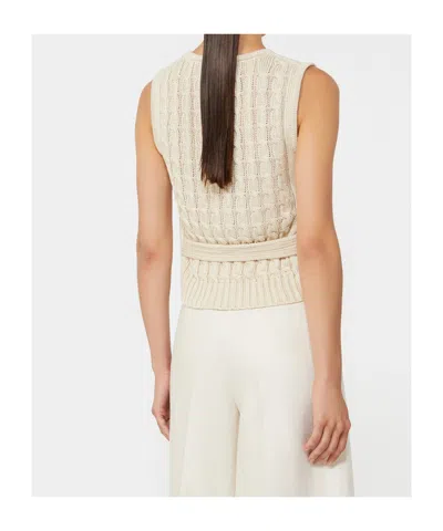 Max Mara Beige Linen And Cable Knit Mxmcalibri Vest In Black