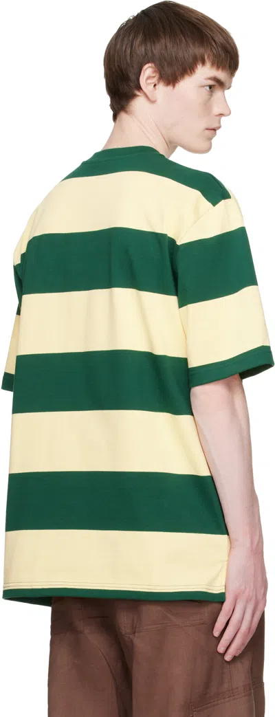 Marni Green And Yellow Maxi-stripe Cotton T-shirt In Multi