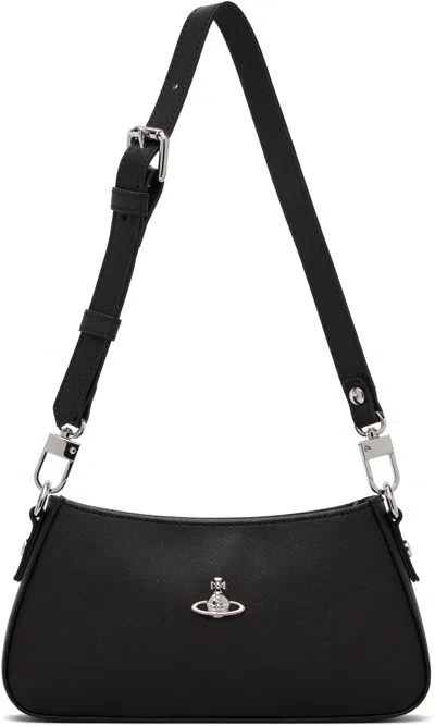 Vivienne Westwood Tasha Shoulder Phone Bag Faux Leather Black-3d-orb