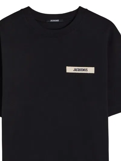 Jacquemus Minimalist Black Short-sleeve Cotton T-shirt With Patch Detail In Black