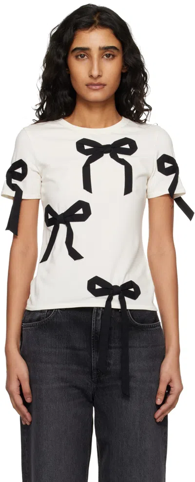 Marc Jacobs Off-white Bow Shrunken T-shirt In White