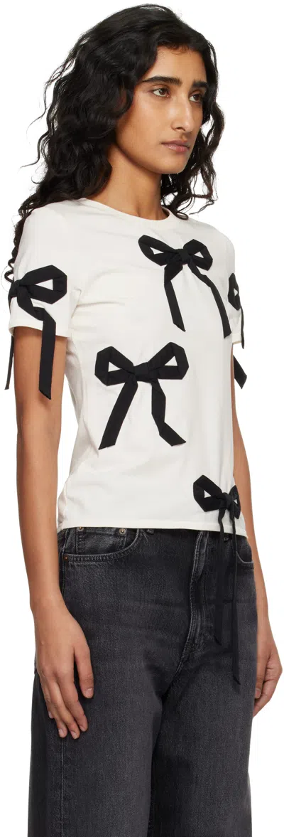 Marc Jacobs Off-white Bow Shrunken T-shirt In White