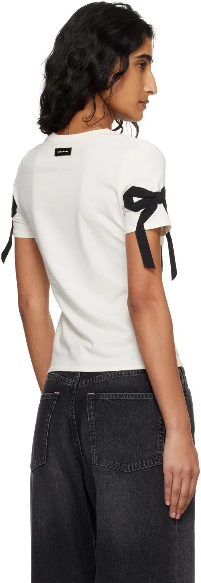 Marc Jacobs Off-white Bow Shrunken T-shirt In White
