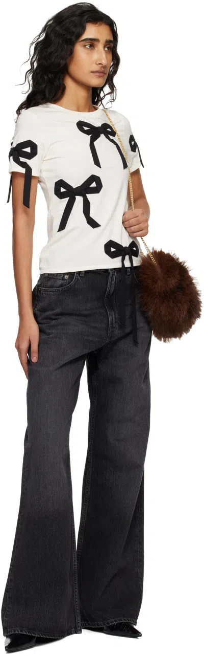 Marc Jacobs Off-white Bow Shrunken T-shirt In White