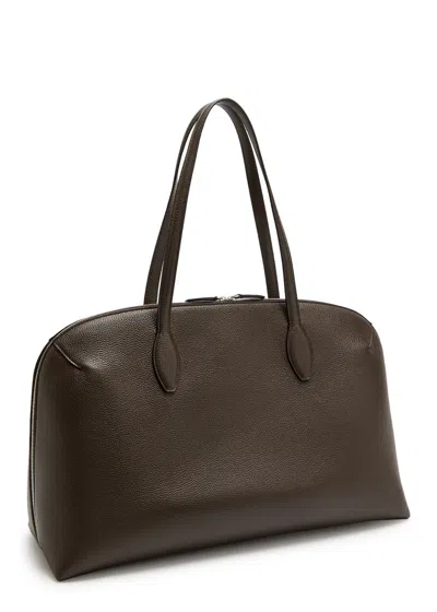 Totême Curved Leather Shopper Featuring Protective Base In Brown