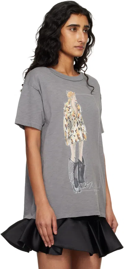 Marc Jacobs Gray 'look 22' Oversized T-shirt In Multi
