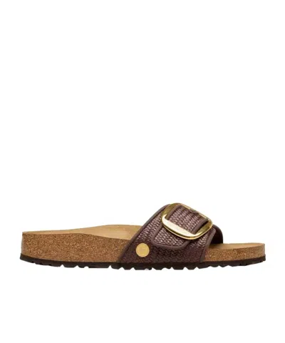 Birkenstock Madrid Raffia Big Buckle Carafe Sandal In Brown