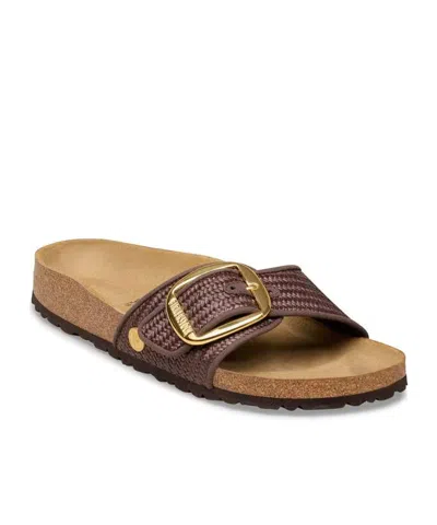 Birkenstock Madrid Raffia Big Buckle Carafe Sandal In Brown