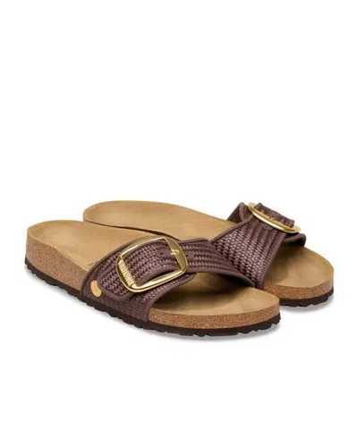 Birkenstock Madrid Raffia Big Buckle Carafe Sandal In Brown