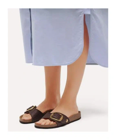 Birkenstock Madrid Raffia Big Buckle Carafe Sandal In Brown