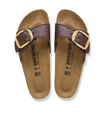Birkenstock Madrid Raffia Big Buckle Carafe Sandal In Brown