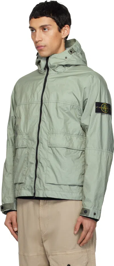 Stone Island Mens Sage Membrana 3l Tc Hooded Shell Jacket Xl In Green