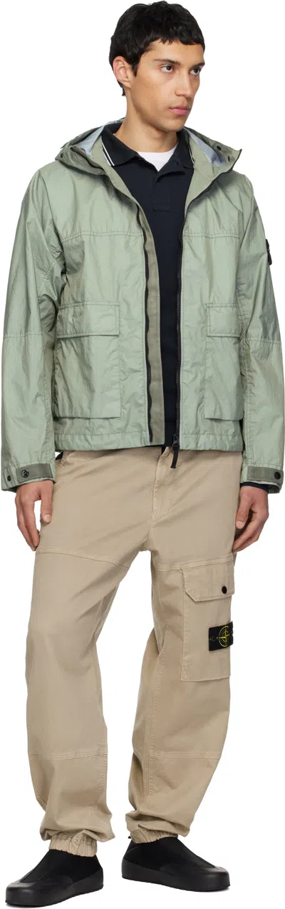 Stone Island Mens Sage Membrana 3l Tc Hooded Shell Jacket Xl In Green