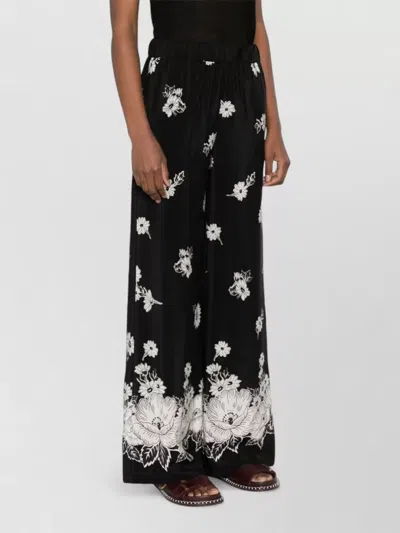 P.a.r.o.s.h Relaxed Wide Leg Ankle Length Trousers In Black