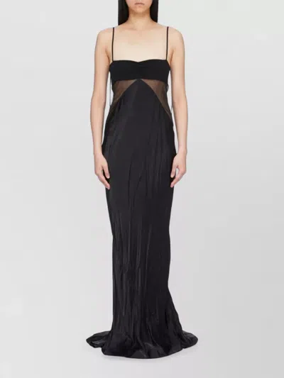 Rick Owens Panelled Satin Midi Slip Dress In Black
