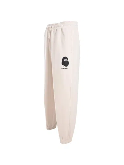 Fingercroxx Drawstring Logo Track Pants In Gray