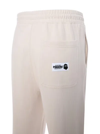 Fingercroxx Drawstring Logo Track Pants In Gray