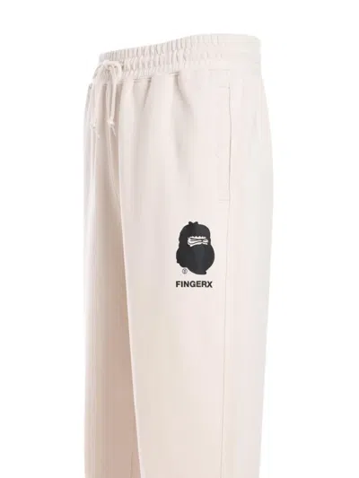 Fingercroxx Drawstring Logo Track Pants In Gray