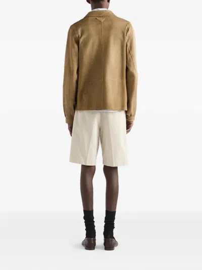 Prada Cotton Bermudas In Neutral