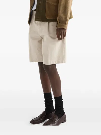 Prada Cotton Bermudas In Neutral