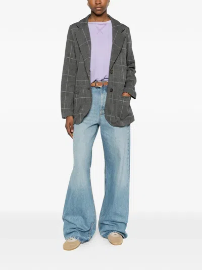 Deha Check-pattern Single-button Blazer In Gray