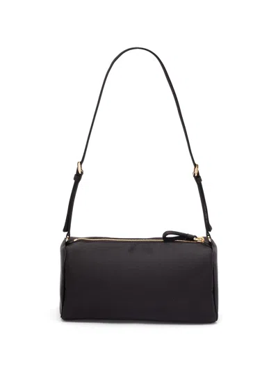 Prada Logo Small Leather Shoulder Bag In Black