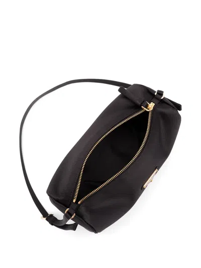 Prada Logo Small Leather Shoulder Bag In Black