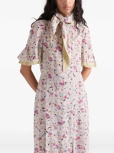 Prada Patterned Dress In Purple