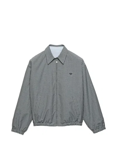 Prada Check-pattern Zip-fastening Jacket In Gray