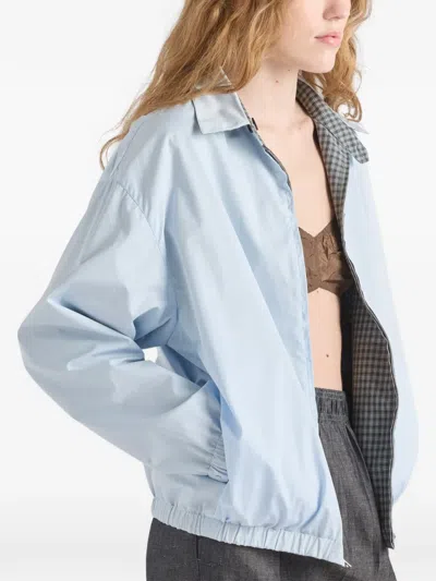 Prada Check-pattern Zip-fastening Jacket In Gray