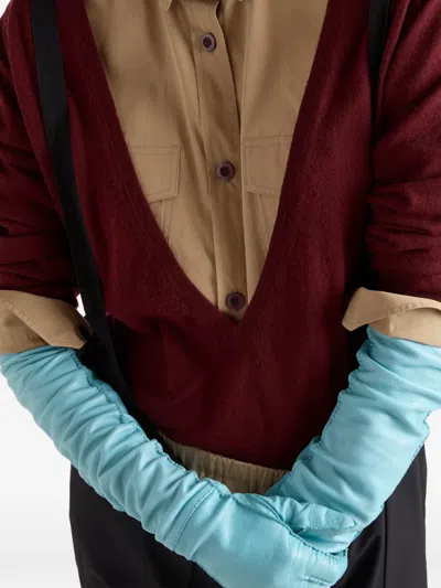 Prada Pullover Aus Kaschmir Mit V-ausschnitt In Red