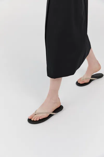 St Agni Suede Woven Flip Flop In Neutral