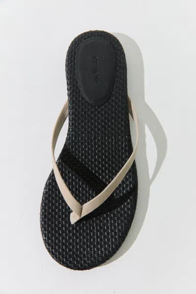 St Agni Suede Woven Flip Flop In Neutral