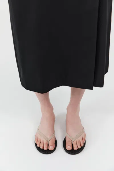 St Agni Suede Woven Flip Flop In Neutral