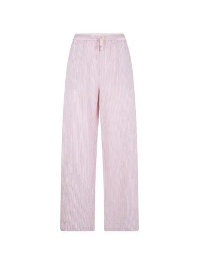 Nuur Striped Trousers With Elastic In Purple