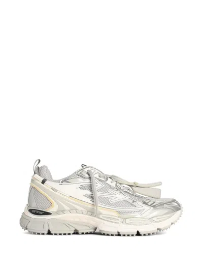 Off-white Ow Be Right Grey Low Top Sneakers With Zip-tie Detail In Mesh And Leather Man In Gray