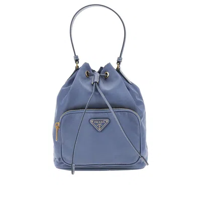 Prada Bucket Bag Adjustable Strap Top Handle In Blue