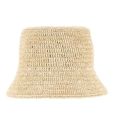 Loewe Logo-embroidered Raffia Bucket Hat In Neutral