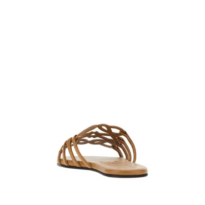 Loewe Anagram Petal Slides In Camel Leather In Multi