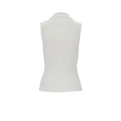 Lemaire Tie-neck Ribbed Stretch-cotton And Linen-blend Jersey Top In White