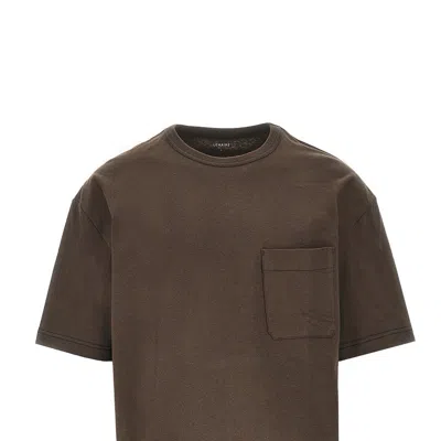 Lemaire Short-sleeved Boxy T-shirt In Heavy Jersey In Brown