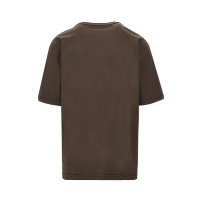 Lemaire Short-sleeved Boxy T-shirt In Heavy Jersey In Brown