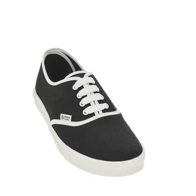Prada Lace Up Sneakers Contrast Trim Rubber Sole In Black