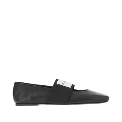 Givenchy Sliced Square Elastic-strap Ballet Flats In Black
