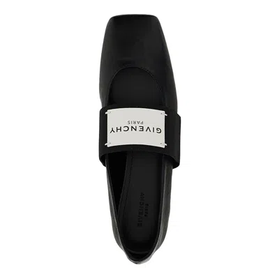 Givenchy Sliced Square Elastic-strap Ballet Flats In Black