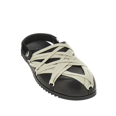 Rick Owens Megalace Mule Granola Black Leather Sandals